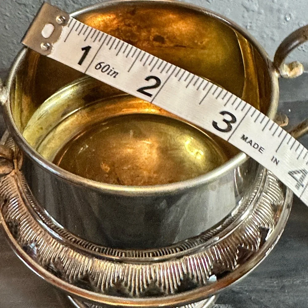 Antique ornate footed sugar and creamer set silver and gold plated Swedish 1940